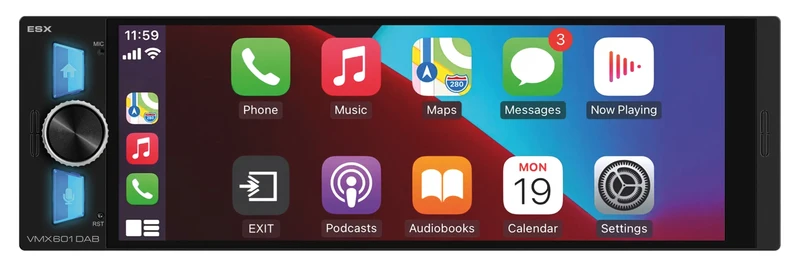 ESX VMX601DAB – Autoradio 1-DIN 6,3 pouces avec CarPlay, Android Auto et DAB+