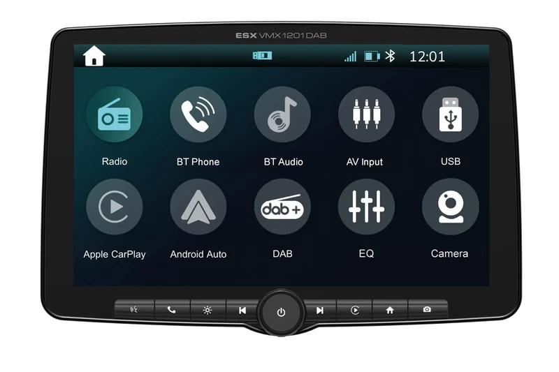 ESX VMX1201DAB – Autoradio 1-DIN 12 pouces avec CarPlay, Android Auto et DAB+