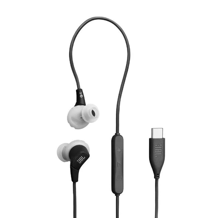 JBL Endurance Run 3C | Casque intra-auriculaire - USB-C - Sport - Filaire - IP65 - Noir/Gris