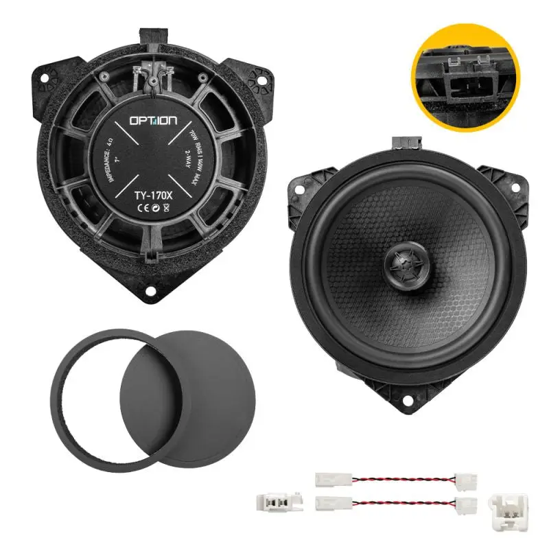 OPTION LS-488 – Haut-Parleurs Coaxiaux Arrière 17 cm Plug & Play pour Toyota Yaris XP13 (3ᵉ Génération)