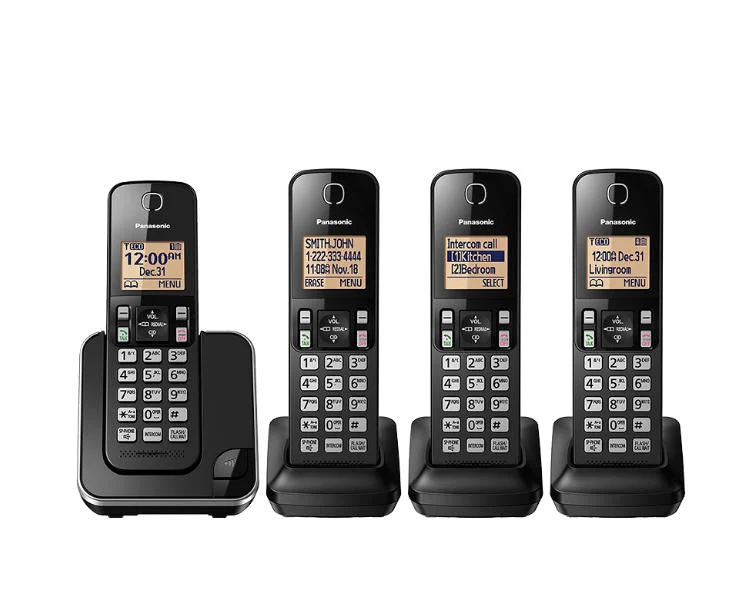Panasonic KX-TGC384B | Téléphone sans fil - 4 combinés - Noir