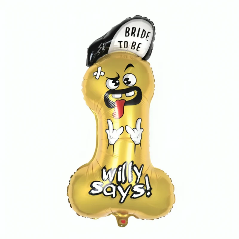 Miomu Globo Metálico para Fiestas, Diseño Penis Willy Says