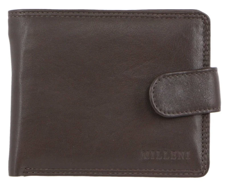 Milleni Men's Leather Tab Card/Cash RFID Protected Wallet 11cm Brown