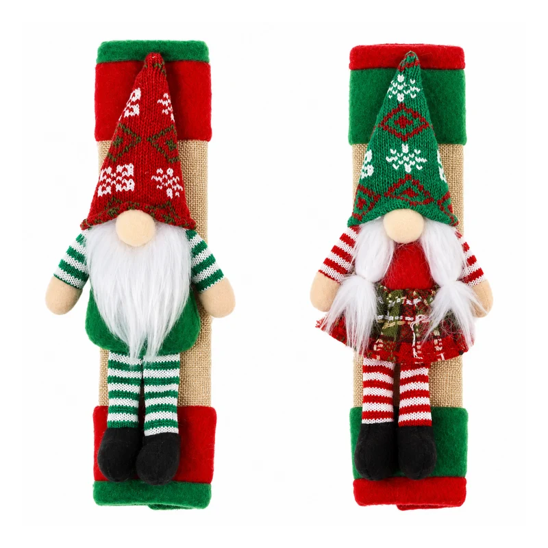 Miomu Cubierta de Puerta para Refrigeradoras Gnomos Navideños