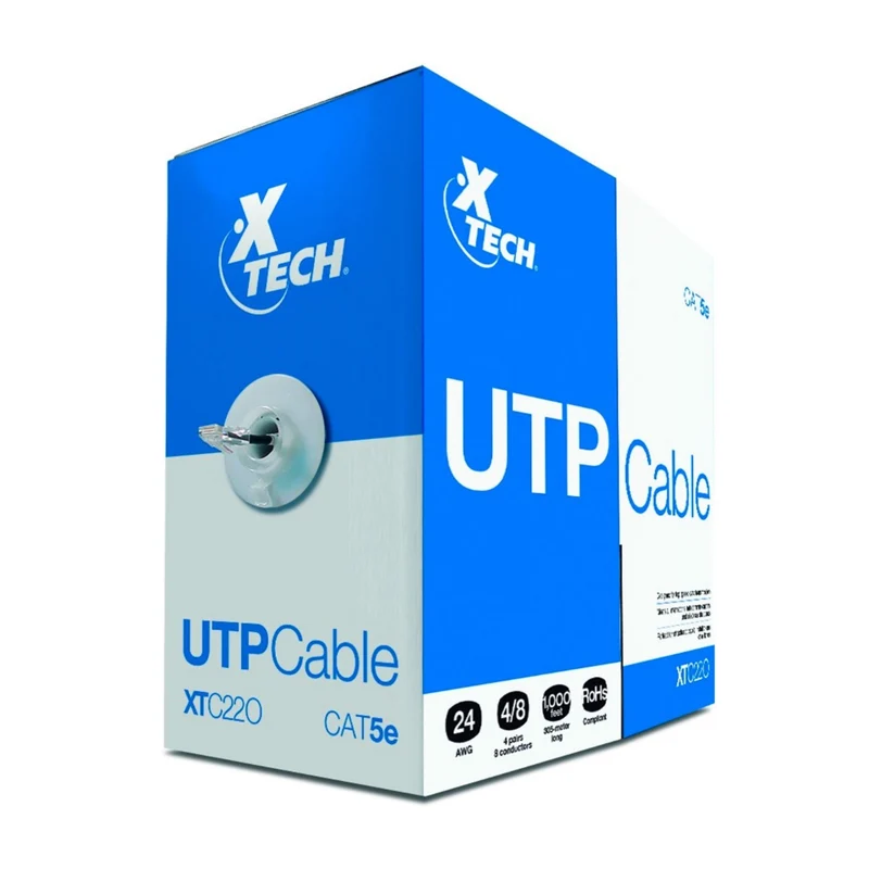 Xtech Cable de Interconexión Interiores, Rollo de 305 M, UTP, Cat5e, (XTC-220)