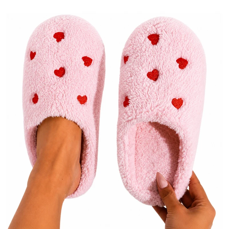 Miomu Pantuflas Rosa con Corazones, Sueños de Felpa
