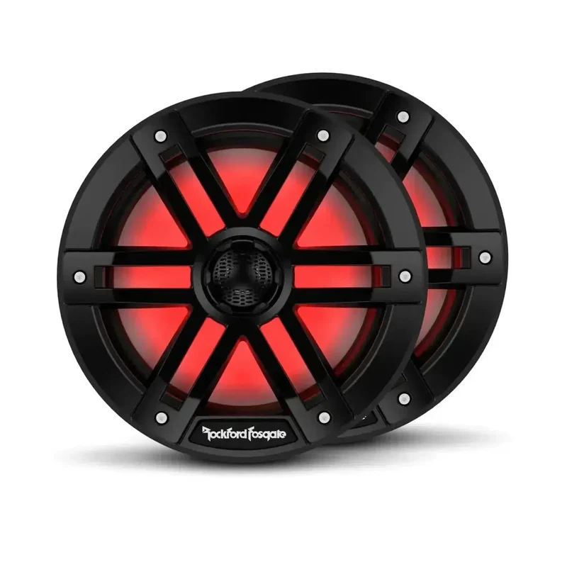 ROCKFORD M1-8B – Haut-parleur coaxial marin 2 voies 8" (20 cm) avec éclairage RGB Color Optix™ – 150W RMS – Blanc – 4 Ohms