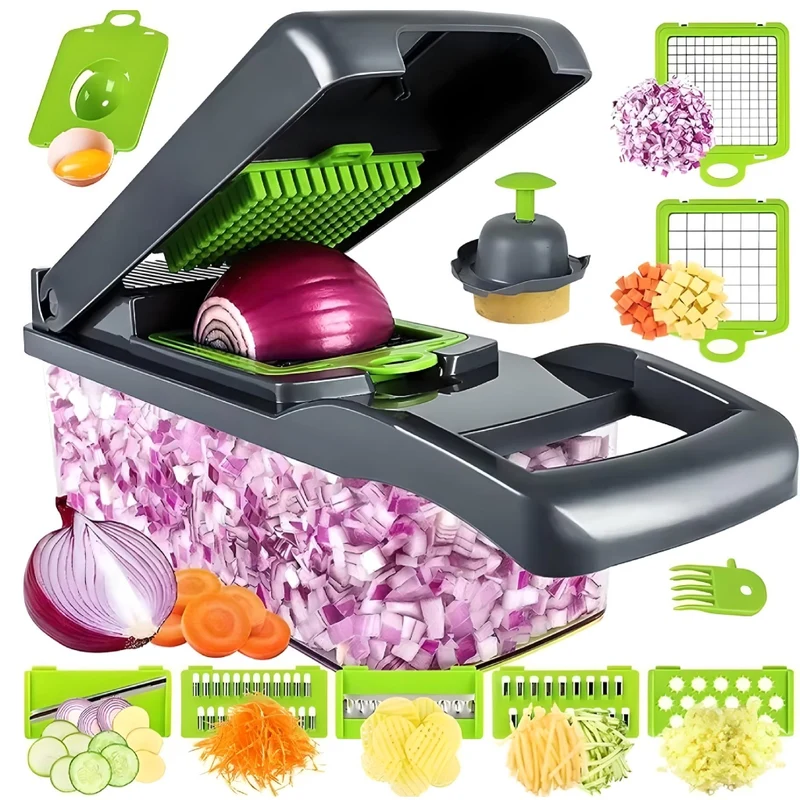 Miomu Cortador Manual de Verduras Multifuncional, Diseño 12 en 1