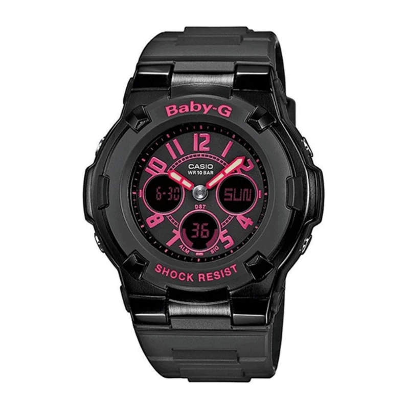 Casio Reloj Análogo y Digital Deportivo Negro/Rosado para Mujer, BGA-117-1B1