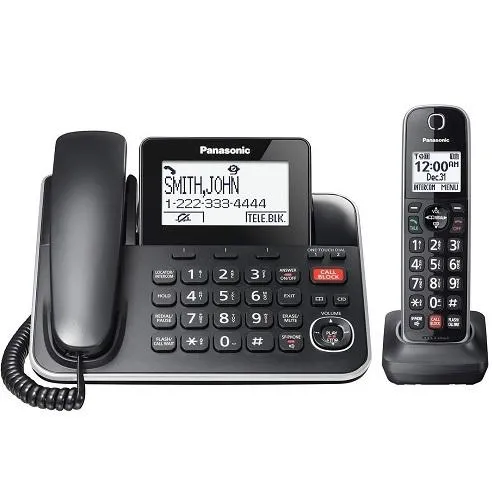 Panasonic KXTGF870B | Combo téléphone sans fil - 1 combiné fixe et 1 combinés sans fil - Répondeur - Noir