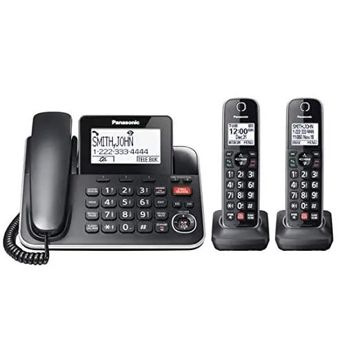 Panasonic KXTGF872B | Combo téléphone sans fil - 1 combiné fixe et 2 combinés sans fil - Répondeur - Noir
