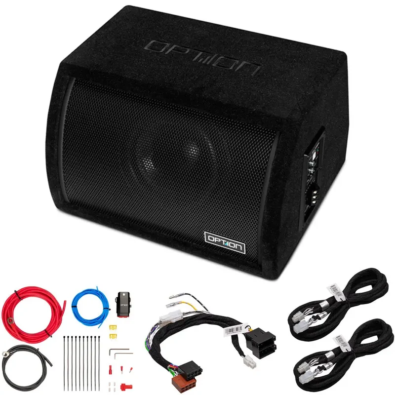 OPTION SUB-131 – Subwoofer actif 20 cm Plug & Play ISO | PULSE-8BRA 350W RMS Bassreflex