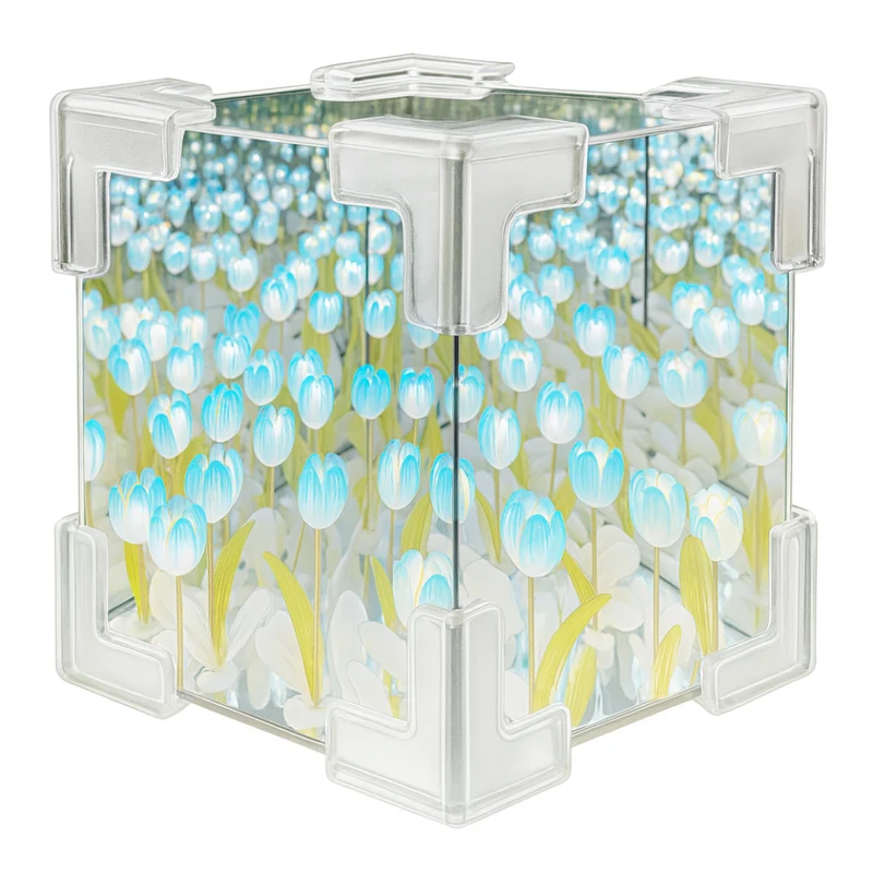 Miomu Lámpara LED Acrílca Cúbica, Diseño Tulipanes (DIY)