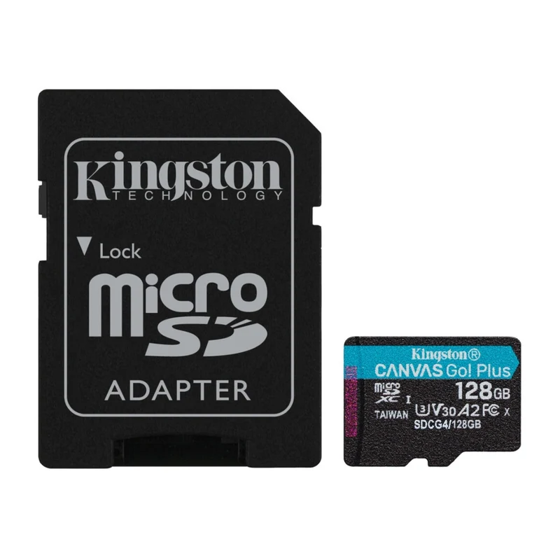 Kingston Tarjeta de Memoria 128GB MicroSD con Adaptador Canvas Go! Plus UHS-I, SDCG4/128GB