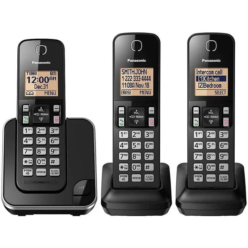 Panasonic KX-TGC383B | Téléphone sans fil - 3 combinés - Noir