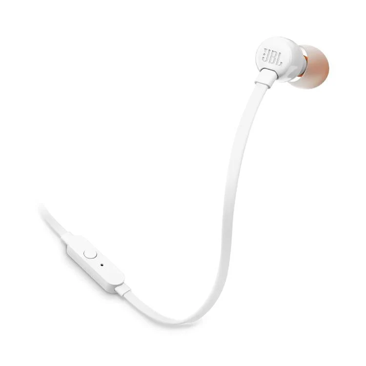 JBL Tune 110 | Écouteurs filaire intra-auriculaires - Avec télécommande 1 bouton - Microphone - Blanc