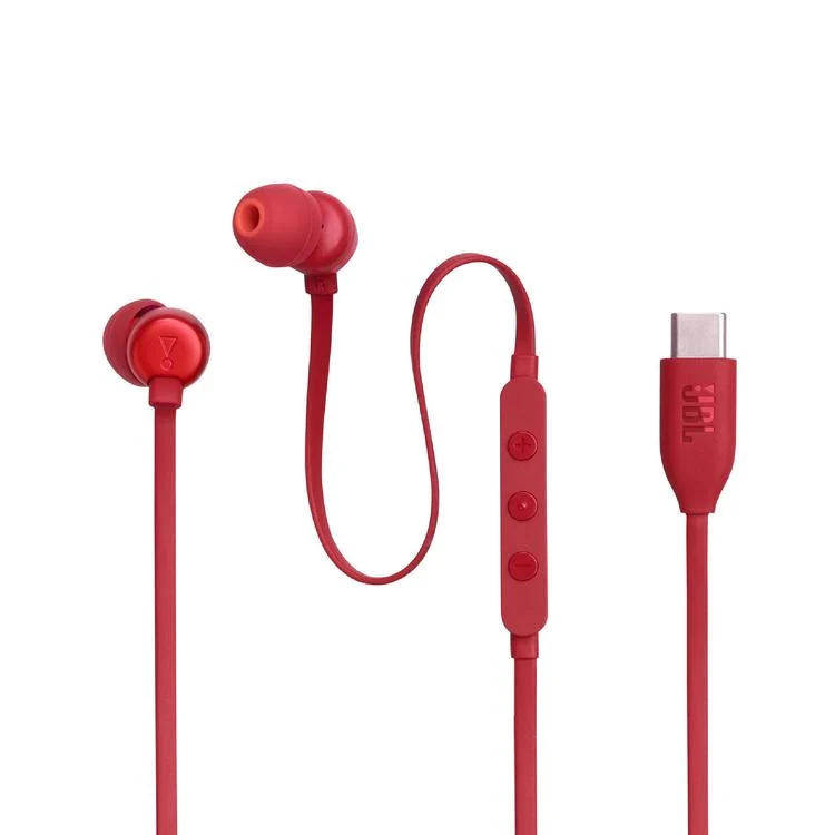 JBL Tune 310C | Casque intra-auriculaire - filaire - USB-C - télécommande 3 boutons - rouge