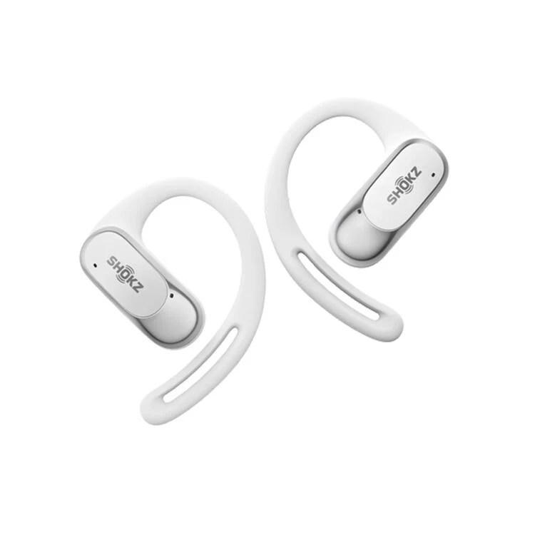 SHOKZ OpenFit Air | Casque à conduction osseuse - Jusqu'à 28 heures d'écoute - Bluetooth - Blanc