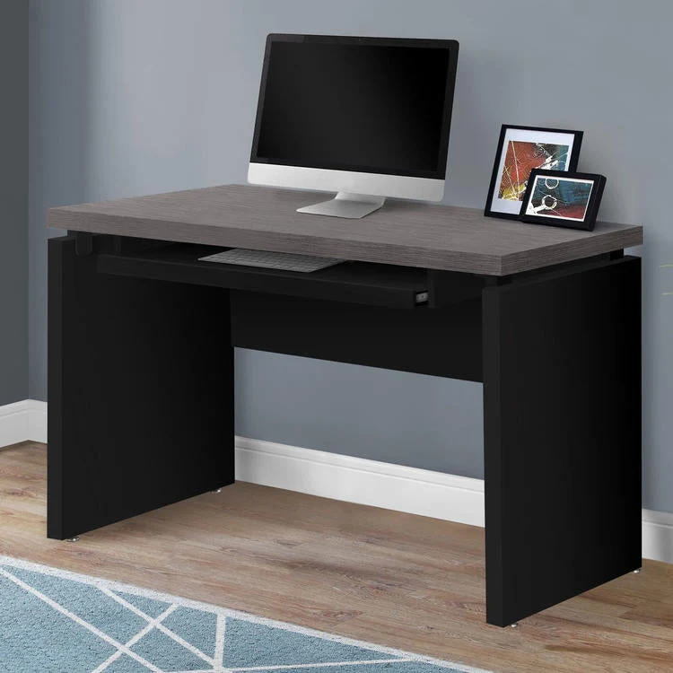 Monarch Specialties I 7439 | Meuble d'ordinateur - Compact - Grand plateau de clavier - Dessus gris - Noir