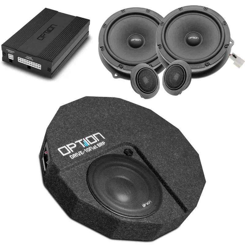 OPTION SET-274 – Système Audio V2 pour Dacia Bigster (DJF, à partir de 2025) : Amplificateur DSP + Subwoofer + Kit Haut-Parleurs Avant – Plug & Play