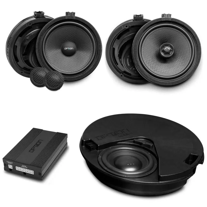 OPTION SET-266 – Système audio complet pour Suzuki Swift 6. Gen | DSP + Subwoofer + Haut-parleurs avant et arrière | Plug & Play