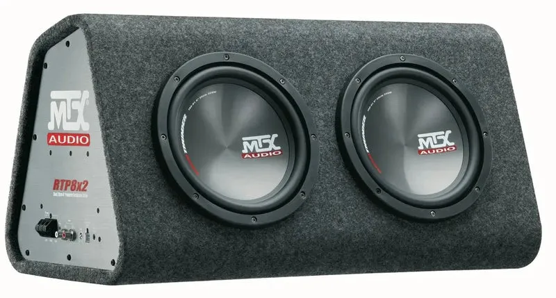 MTX RTP8x2 – Caisson Actif Bass-Reflex | Double Subwoofer 20 cm | Amplificateur Classe-D 240 W RMS