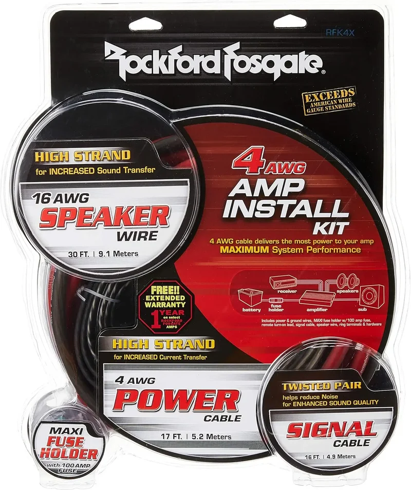 ROCKFORD RFK4X – Kit câblage amplificateur 4 AWG (Cuivre OFC)