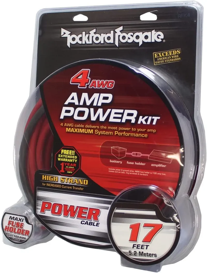 ROCKFORD RFK4 – Kit d’installation 4 AWG en cuivre pur OFC